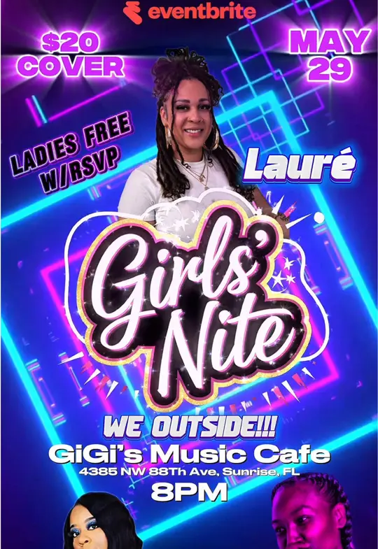 Gigi's Music Café in Sunrise showing live music, comedy show, dj performance, ladies night event, video by wil.e..fontaine on TikTok