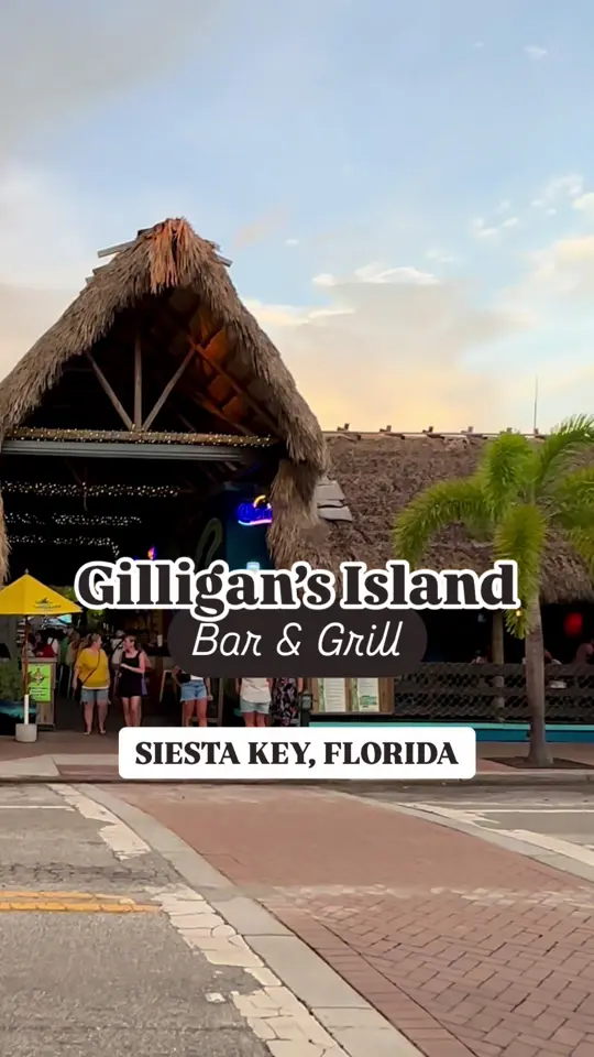 Gilligan's Island Bar & Grill in Sarasota showing tiki bar, boat drinks, atmosphere, video by thingstodotampabay on TikTok