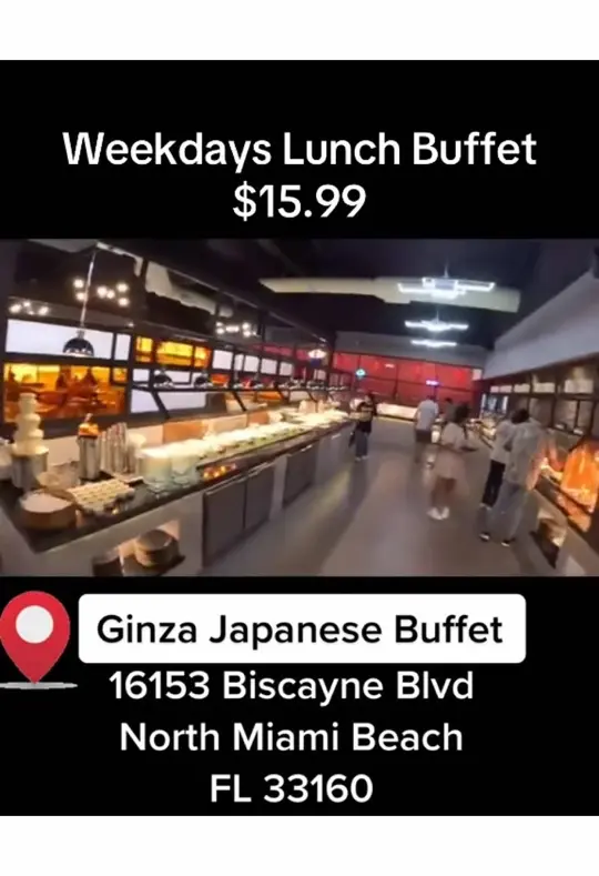 Ginza Japanese Buffet in North Miami Beach showing buffet, japanese food, video by ginza.japanese.buffet on TikTok