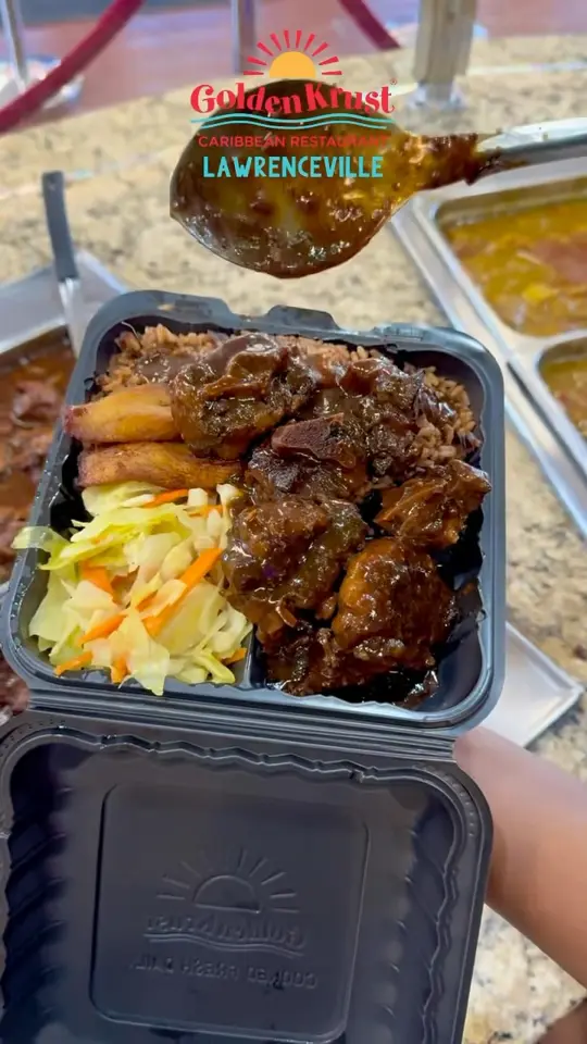 Golden Krust Caribbean Restaurant in College Park showing restaurant visit, jamaican food, video by Golden Krust on Facebook