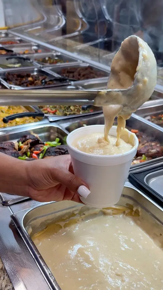 Golden Krust Caribbean Restaurant in Conyers showing breakfast, porridge, video by Golden Krust on Facebook