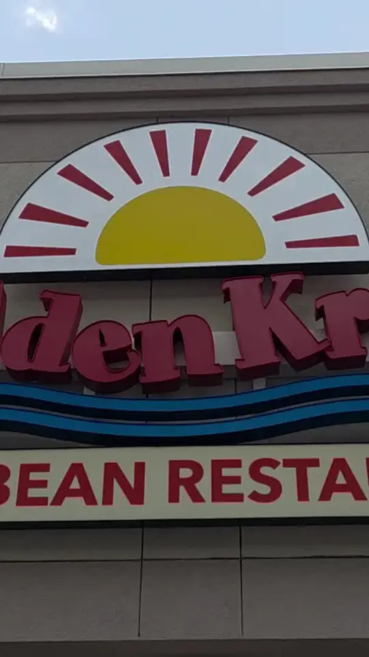 Golden Krust Caribbean Restaurant in Conyers showing visit, good food, brown stew chicken, nice vibes, nice music, video by jessejupiter303 on TikTok