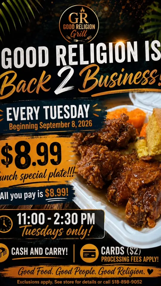 Good Religion in Albany showing visit, restaurant, video by Good Religion Grill on Facebook