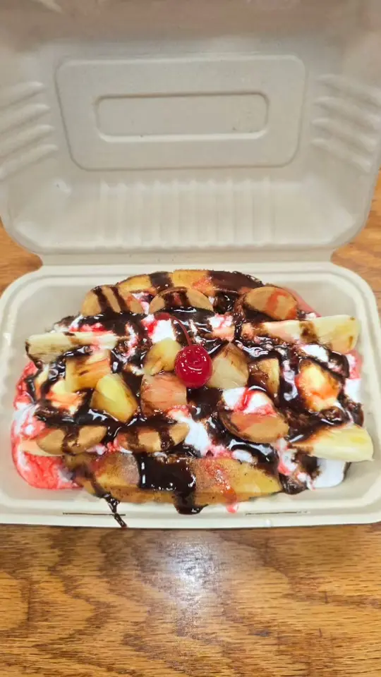 Gracie's Loaded Potato Bar in Rome showing promotion, 50% off waffle, 1st anniversary celebration, video by Gracie's Loaded Potato Bar on Facebook