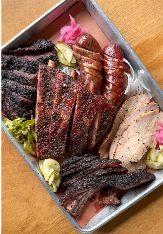 Grand Champion BBQ in Mableton showing restaurant, barbecue, sausage, review, video by eatclickrepeat on TikTok