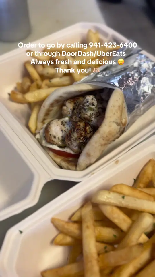 Greek Grille in North Port showing food, order to go, family owned restaurant, video by greek.grille on TikTok