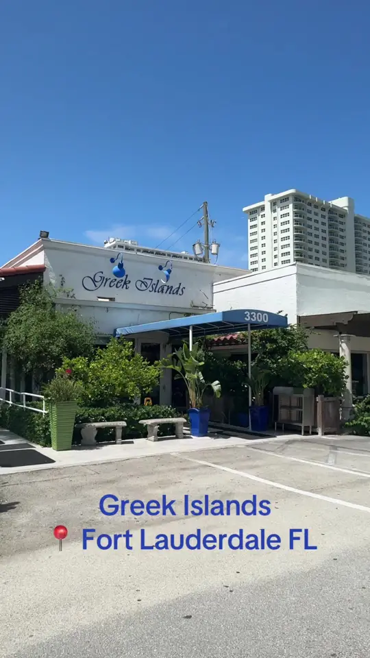 Greek Islands Taverna in Fort Lauderdale showing food, octopus, lamb chops, baklava, video by otherkarina on TikTok