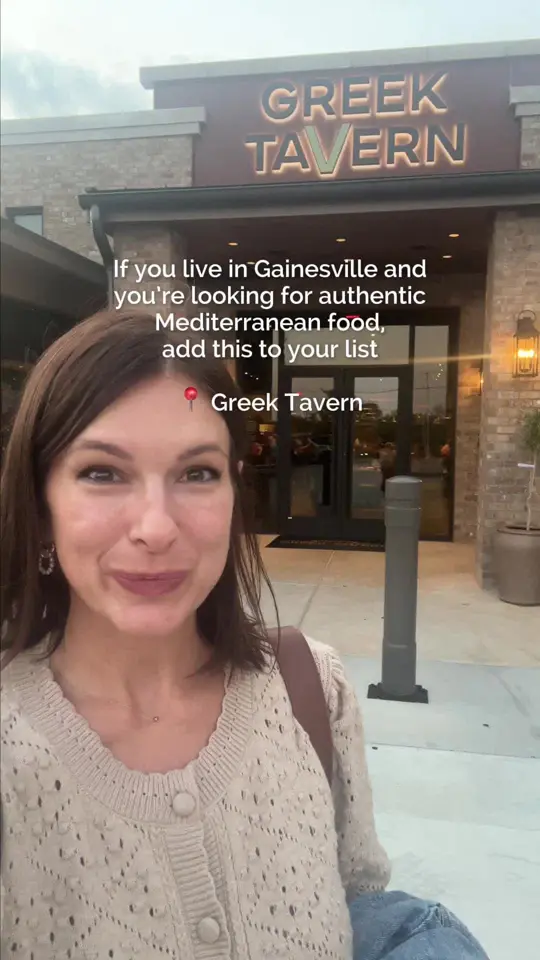 Greek Tavern in Gainesville showing review, visit, atmosphere, interior, outdoor seating, menu items, video by northmetroatlantalife on TikTok
