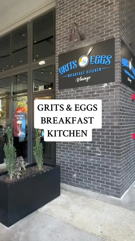 Grits and Eggs Breakfast Kitchen in Atlanta showing review, visit, video by lalabricheon on TikTok