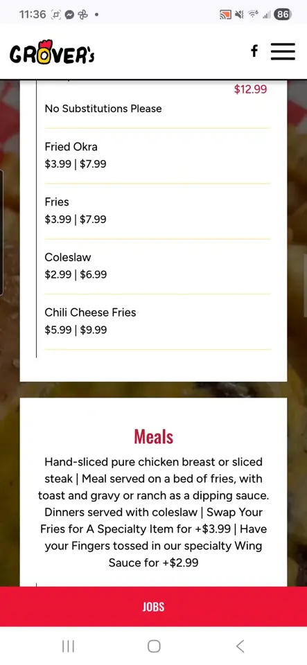 Grover's 2.0 in Milton showing menu, video by Grover’s 2.0 Milton, FL on Facebook
