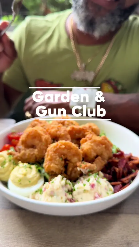Gun Club Cafe in West Palm Beach showing food, cobb salad, video by therealfoodstalker on TikTok