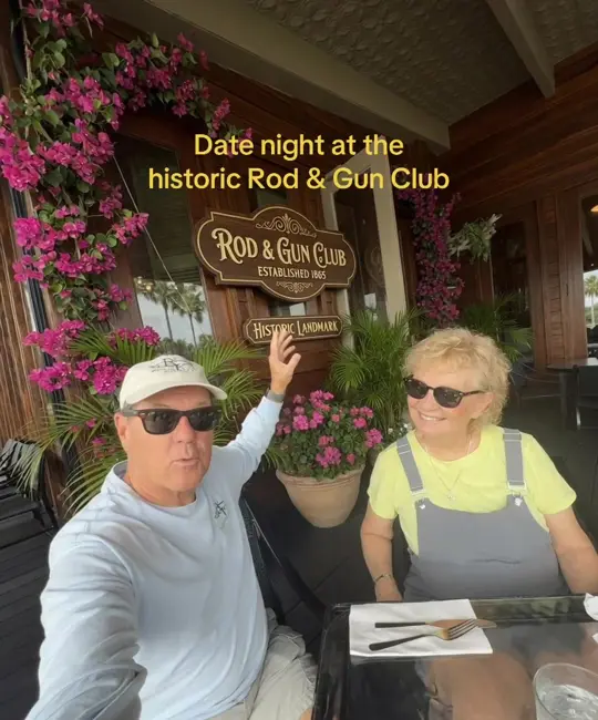 Gun Club Cafe in West Palm Beach showing restaurant, historic venue, date night, video by captainjimflorida on TikTok
