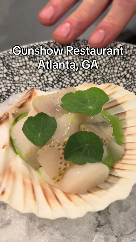 Gunshow in Atlanta showing food review, southern food, dinner party, video by highspeeddining on TikTok