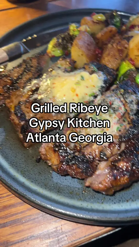 Gypsy Kitchen in Atlanta showing food, grilled ribeye, video by asop02025 on TikTok