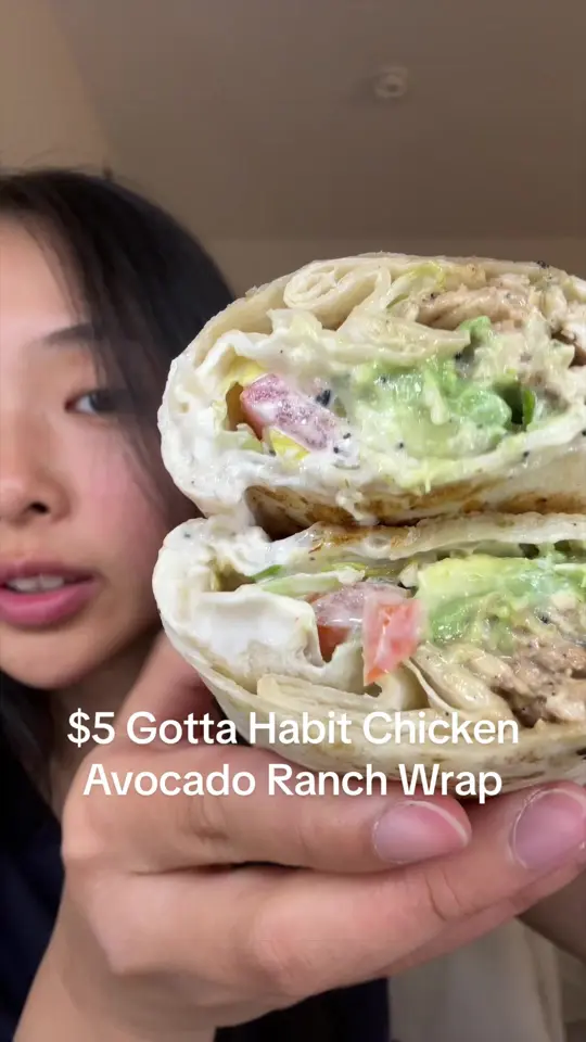 Habit Burger Grill in Boca Raton showing food review, chicken avocado ranch wrap, video by baeareamunchies on TikTok