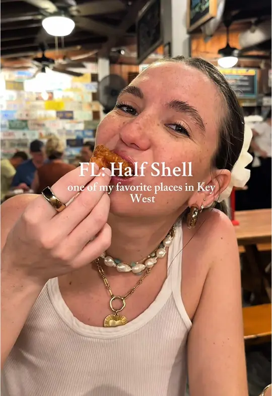 Half Shell Raw Bar in Key West showing food, raw bar, video by kaitlyneats on TikTok