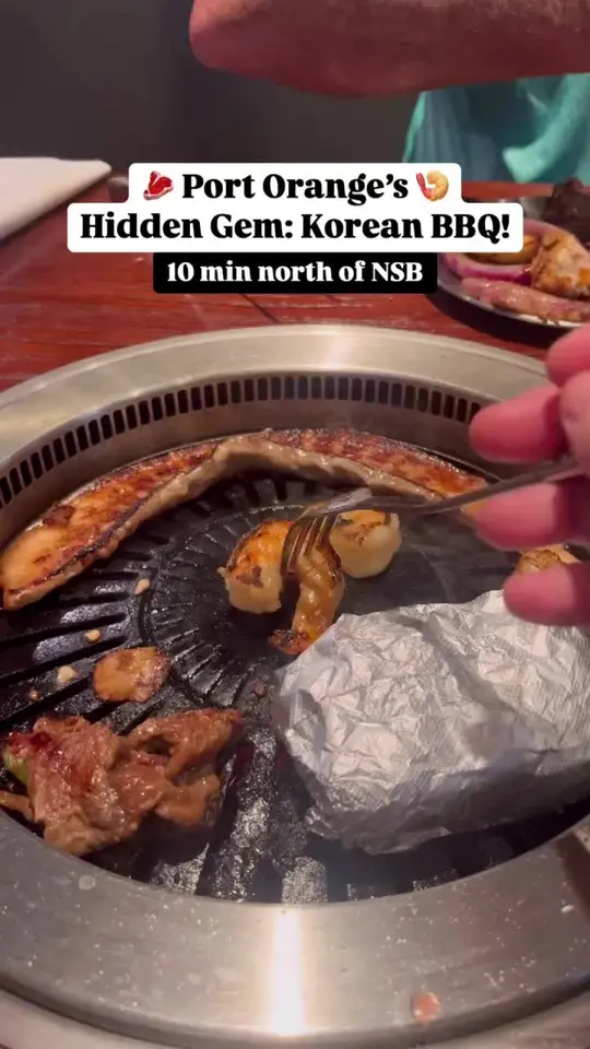 Hanwoo Korean BBQ in Port Orange showing restaurant visit, korean bbq, mixed berry margarita, video by explorewithkmo on TikTok
