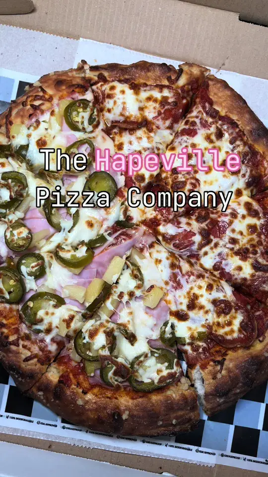 Hapeville Pizza Company in Hapeville showing pizza, vegan pizza, wings, drink, combo special, video by atl.yummyeats on TikTok