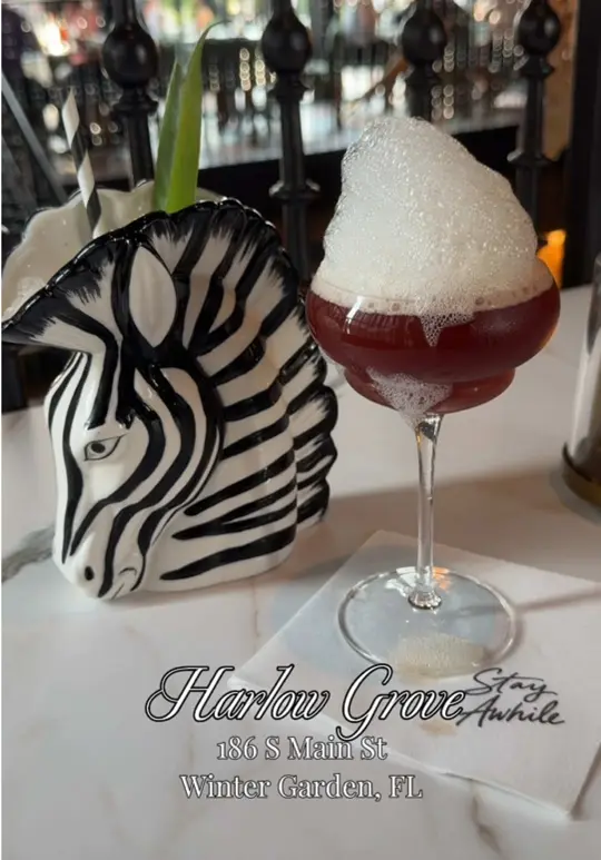Harlow Grove in Winter Garden showing review, visit, goat cheese croquettes, lobster lasagna, video by paigepbryant on TikTok