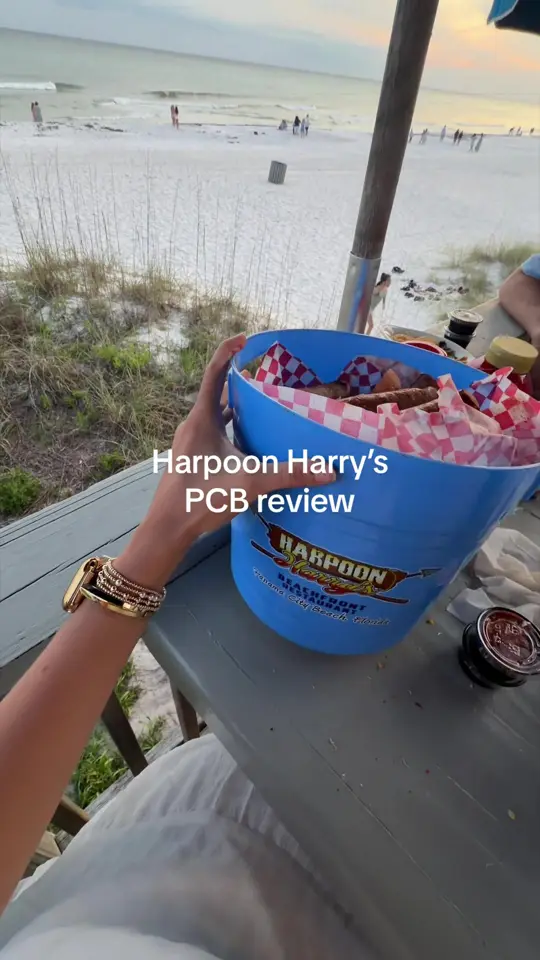 Harpoon Harry's Beachfront Restaurant in Panama City Beach showing review, visit, atmosphere, sunset view, live music, video by mckinleyohara on TikTok