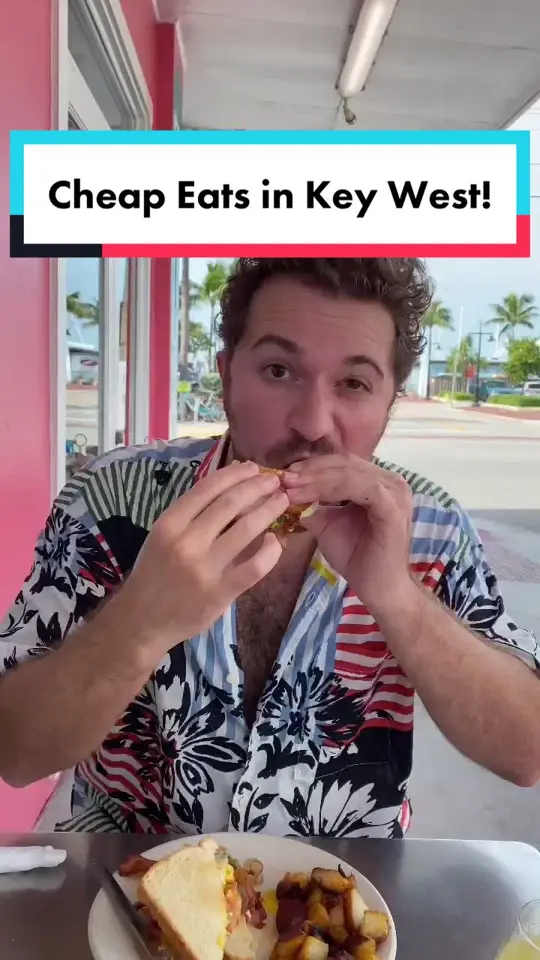 Harpoon Harry's in Key West showing food review, cheap dishes, video by theshayspence on TikTok