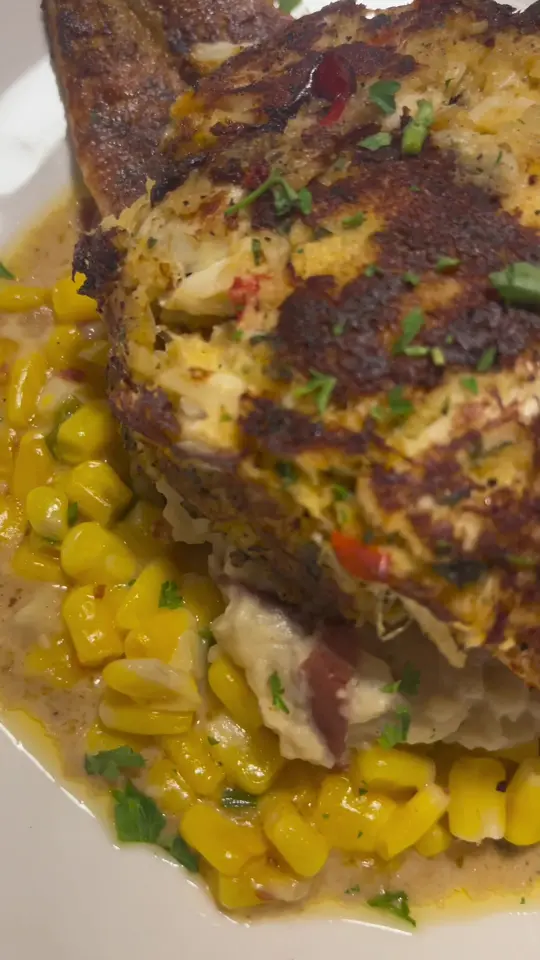 Harry's Seafood Bar & Grille in Lakeland showing food, crab crusted redfish royale, video by thebrunchinbabe on TikTok