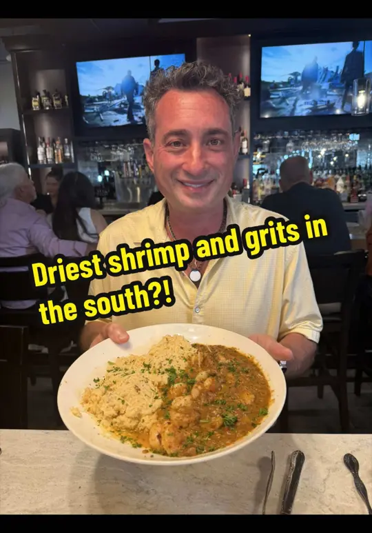 Harry's Seafood, Bar & Grille in St. Augustine showing food, shrimp and grits, video by foodiejustice on TikTok