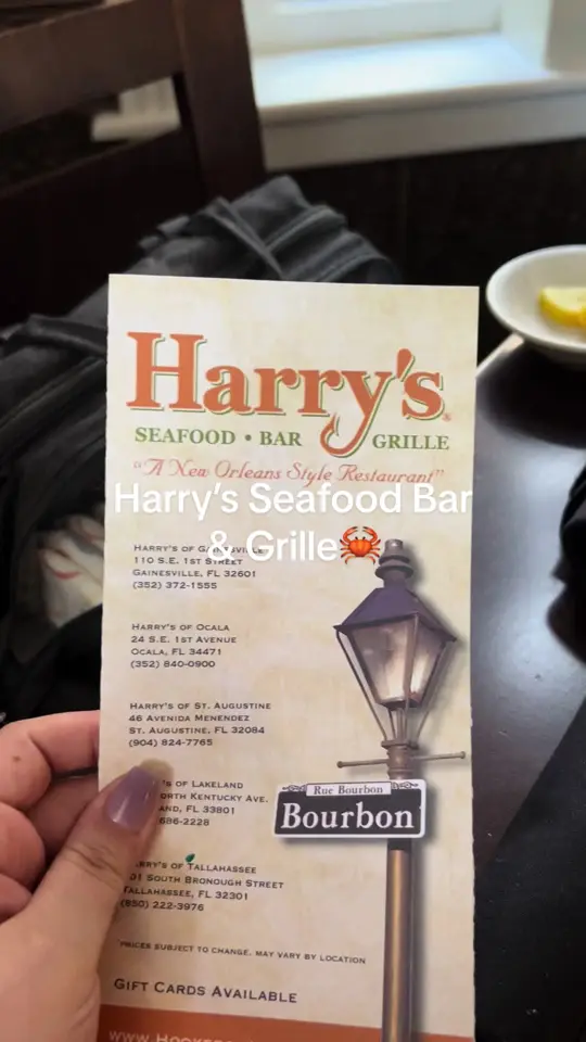 Harry's Seafood Bar & Grille in Tallahassee showing restaurant visit, review, video by pmarie97 on TikTok