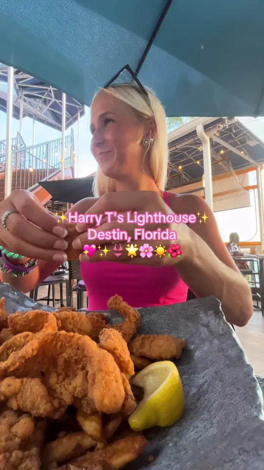Harry T's Lighthouse in Destin showing ice cream, fish and chips, video by hayle.elmore on TikTok