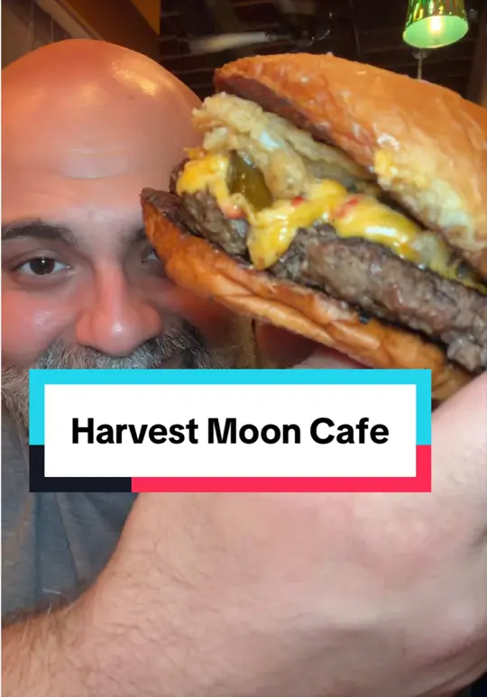 Harvest Moon Cafe in Rome showing food review, famous red headed stranger burger, french dip, mac & cheese bites, buffalo chicken dip, video by mosnaxx on TikTok