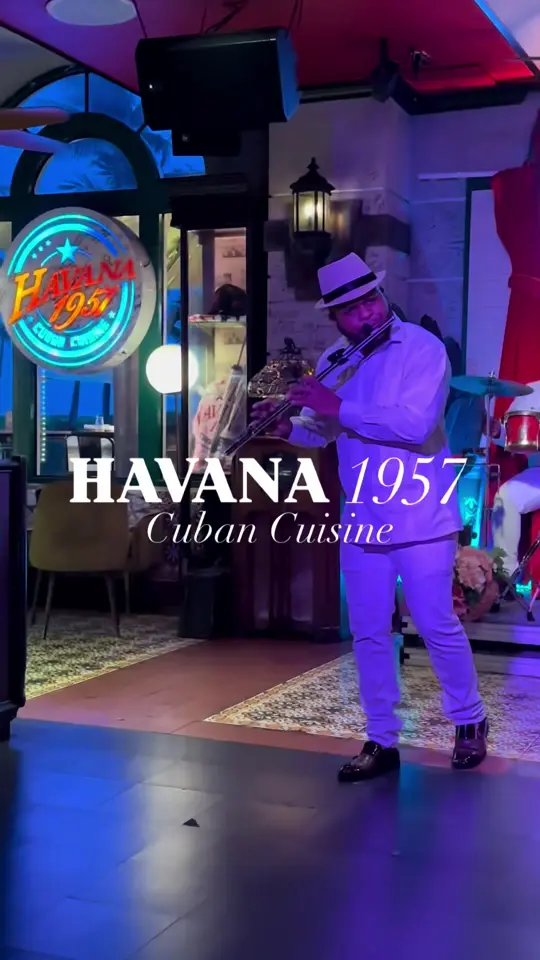 Havana 1957 in Miami Beach showing cocktail, mojito / food, empanadas / food, ropa vieja / entertainment, live music, video by thingstodo.florida on TikTok