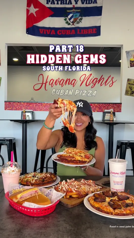 Havana Restaurant in West Palm Beach showing food, cuban pizza, video by explorewithgg on TikTok