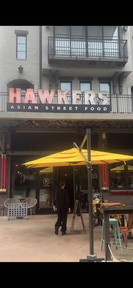 Hawkers Asian Street Food in Neptune Beach showing review, korean twice fried wings, chicken bao buns, yaki udon, cucumber salad, lemonade, matcha, video by itsari.ai on TikTok