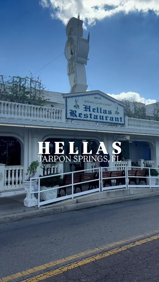 Hellas Restaurant & Bakery in Tarpon Springs showing restaurant, greek cuisine, gyros, chicken souvlaki, mousaka, k-bobs, video by thingstodotampabay on TikTok