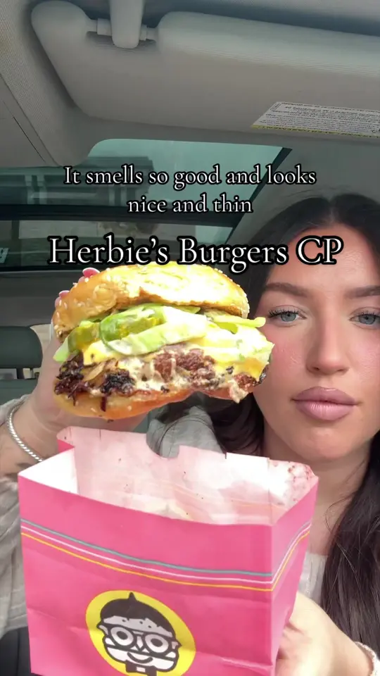 Herbie's Burgers in Albany showing food, smash burger, video by elizabethsommersbeauty on TikTok
