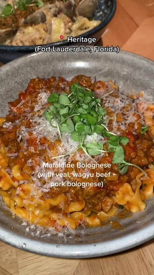 Heritage in Fort Lauderdale showing review, visit, food, house-made pasta, video by nkanella on TikTok