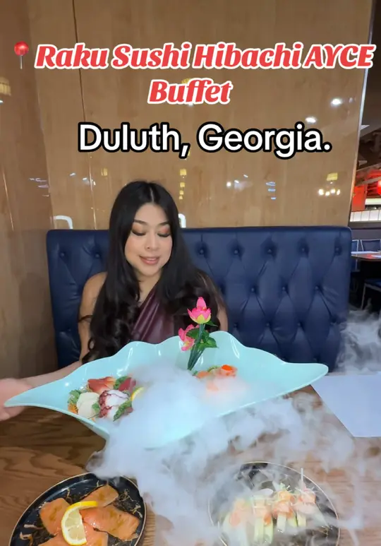 Hibachi Buffet in Duluth showing all-you-can-eat sushi, hibachi, asian dishes, video by daisysantiago111 on TikTok