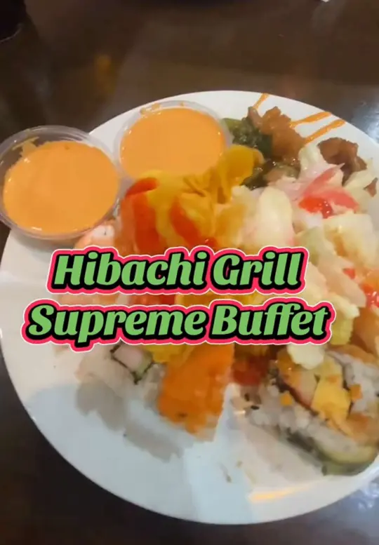 Hibachi Grill Supreme Buffet Jimmy Carter in Norcross showing hibachi grill, crab rangoon, lo mein, video by theflavorfuladventures on TikTok