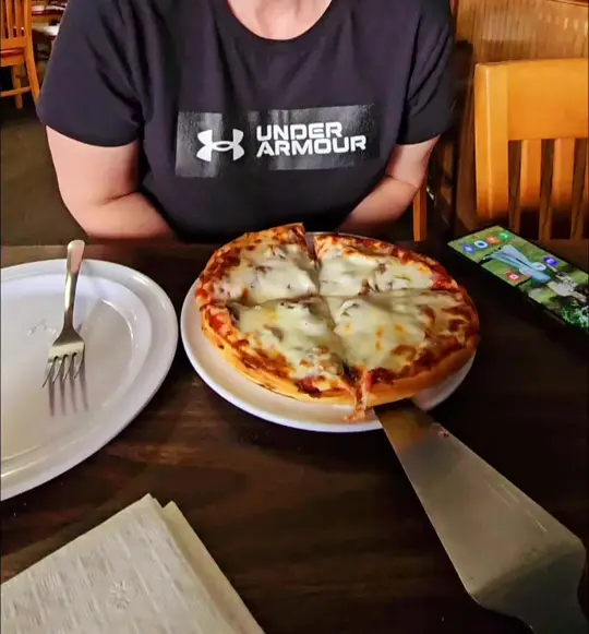 Hideaway Pizza in Crestview showing pizza, pasta, video by thecraftexperience on TikTok