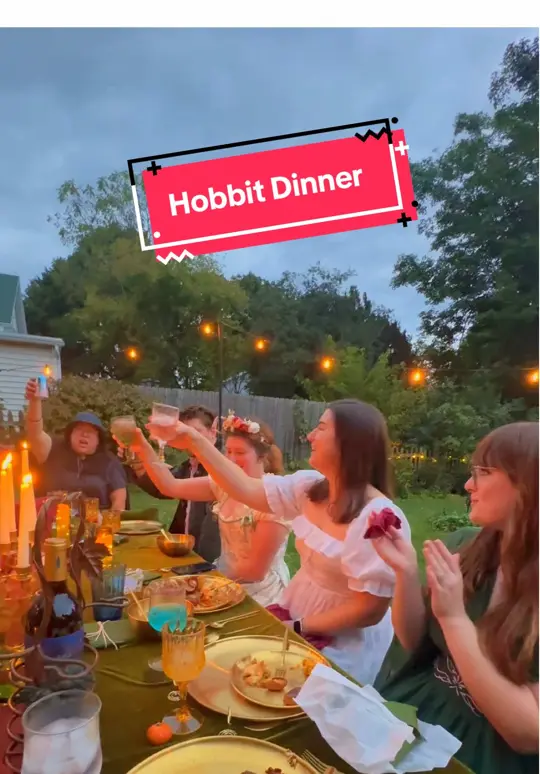 Hobbit American Grill in Tallahassee showing dinner party, hobbit-themed event, friends, local flavors, video by n.i.larini on TikTok