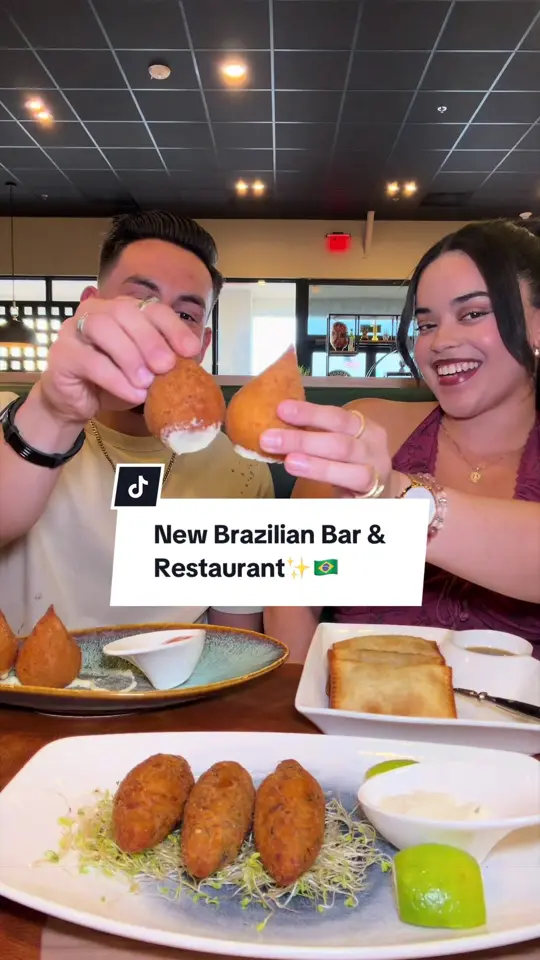 Hocca Bar Florida Mall in Orlando showing food, coxinha, empanadas, fried crawfish croquettes, video by stufftodoinorlando on TikTok