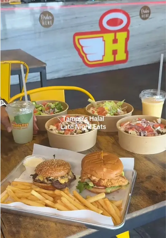 Holy Fry in Temple Terrace showing review, chicken slider meal, smash burger with fries, new menu items, daily specials, video by tampaiman on TikTok