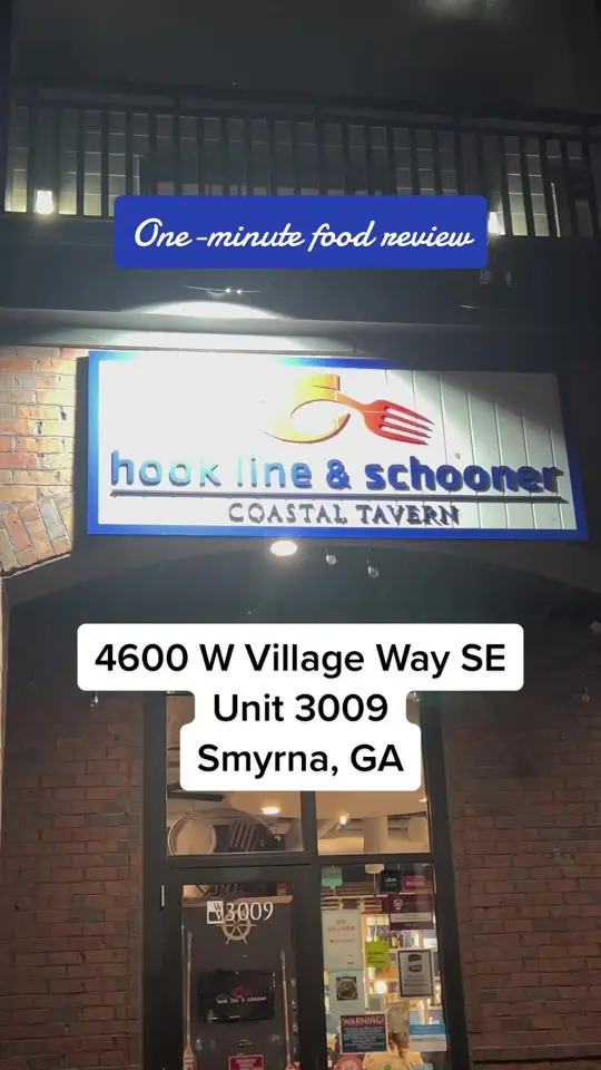 Hook Line & Schooner in Smyrna showing food review, seafood scampi, alfredo, video by jamleecham_ on TikTok