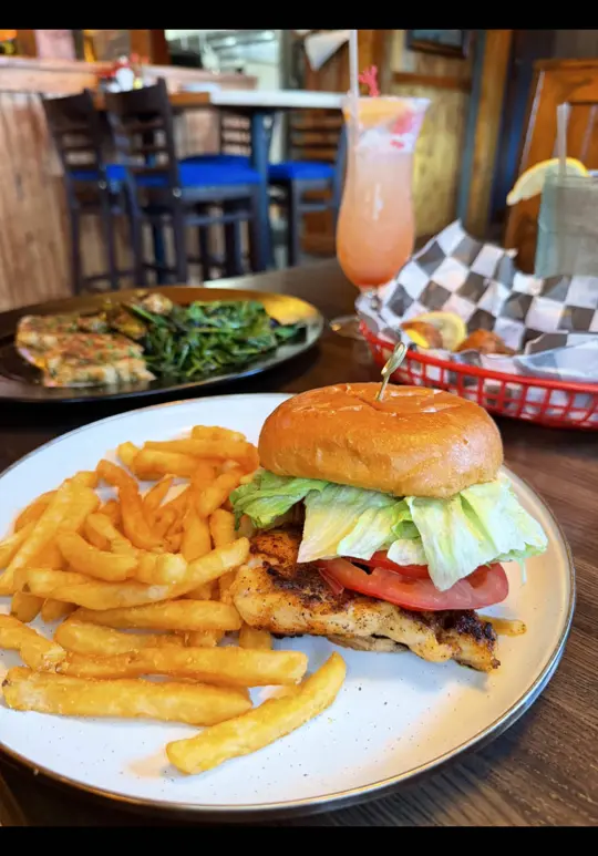 Hooked Fish Camp in Sanford showing happy hour, lunch specials, video by chelseatsorl on TikTok