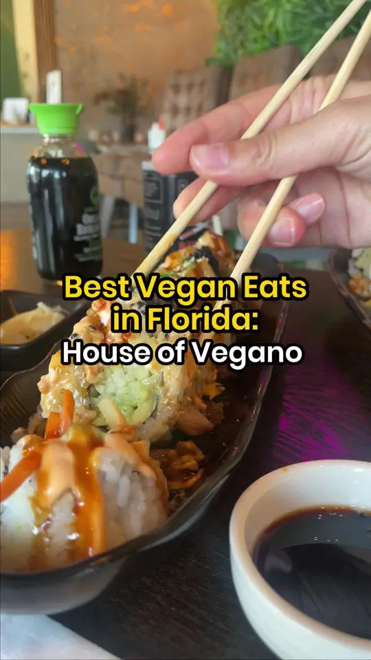 House Of Vegano in St. Petersburg showing food, vegan sushi, still i rise roll, volcano roll, video by ilovetheburgstpete on TikTok