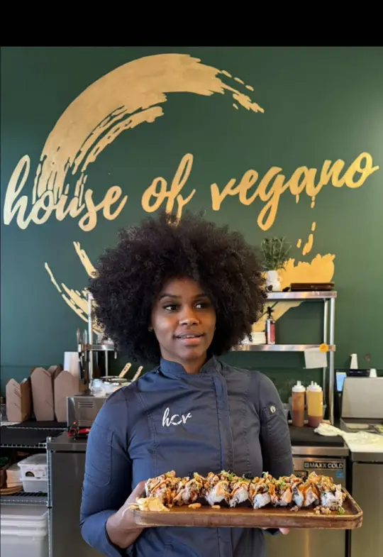 House Of Vegano in St. Petersburg showing food, vegan sushi, volcano roll, video by crystalrene10 on TikTok