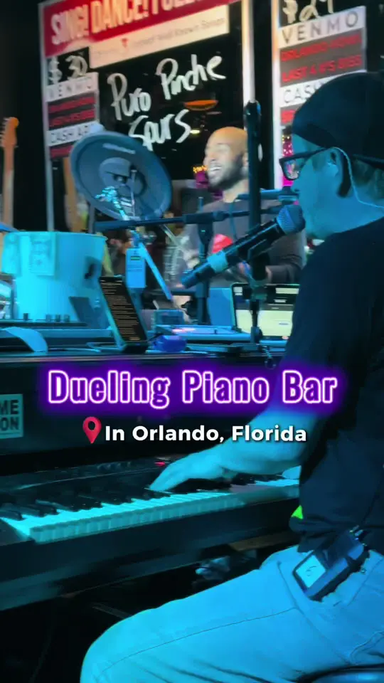 Howl at the Moon Orlando in Orlando showing live music, dueling pianos, sing-alongs, atmosphere, video by neverboredinorlando on TikTok