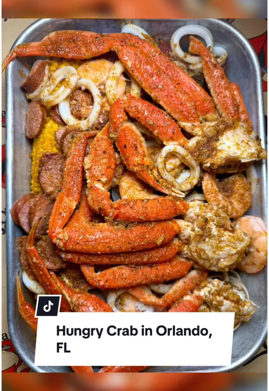 Hungry Crab Juicy Seafood & Bar Restaurant Orlando in Orlando showing review, visit, all-you-can-eat menu, seafood boil, appetizers, wings, video by christinainitalia on TikTok