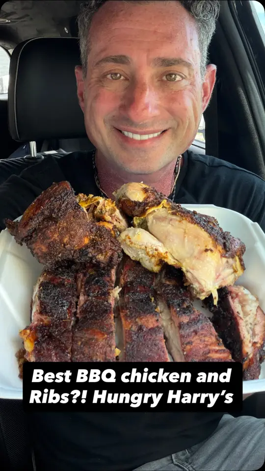 Hungry Harry's Famous Bar-B-Que in Land O' Lakes showing food review, bbq chicken, ribs, video by Foodie Justice on Facebook