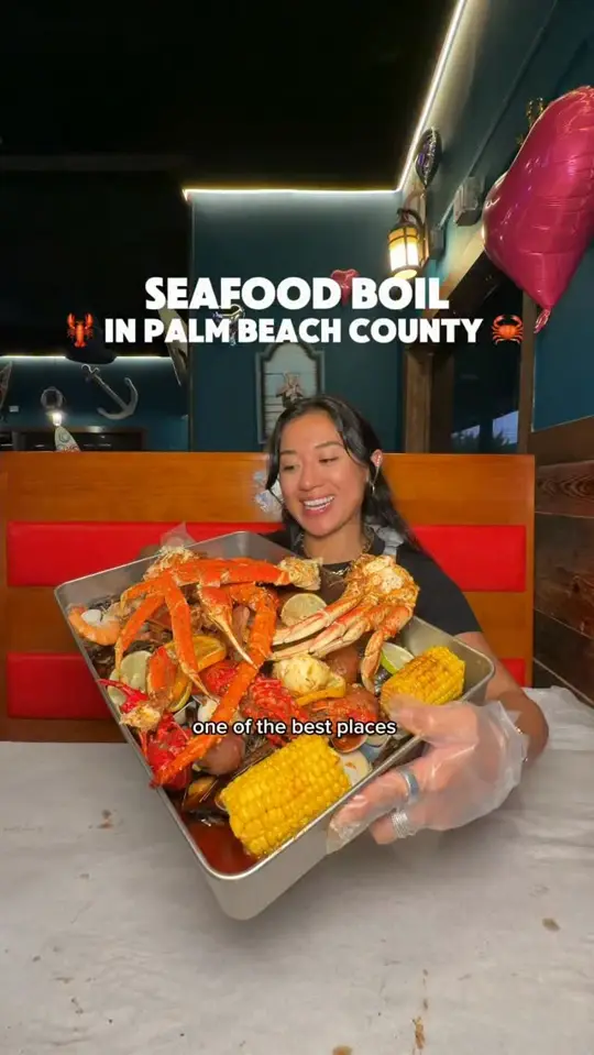  in Florida showing seafood boil, fresh shellfish, land options, video by Explore with GG on Facebook